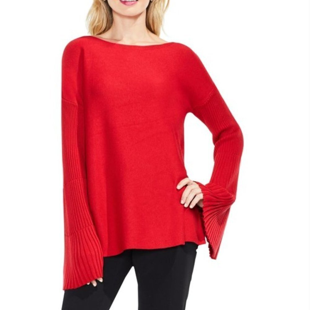 Vince Camuto Red Crewneck Sweater w/ Bell Sleeves